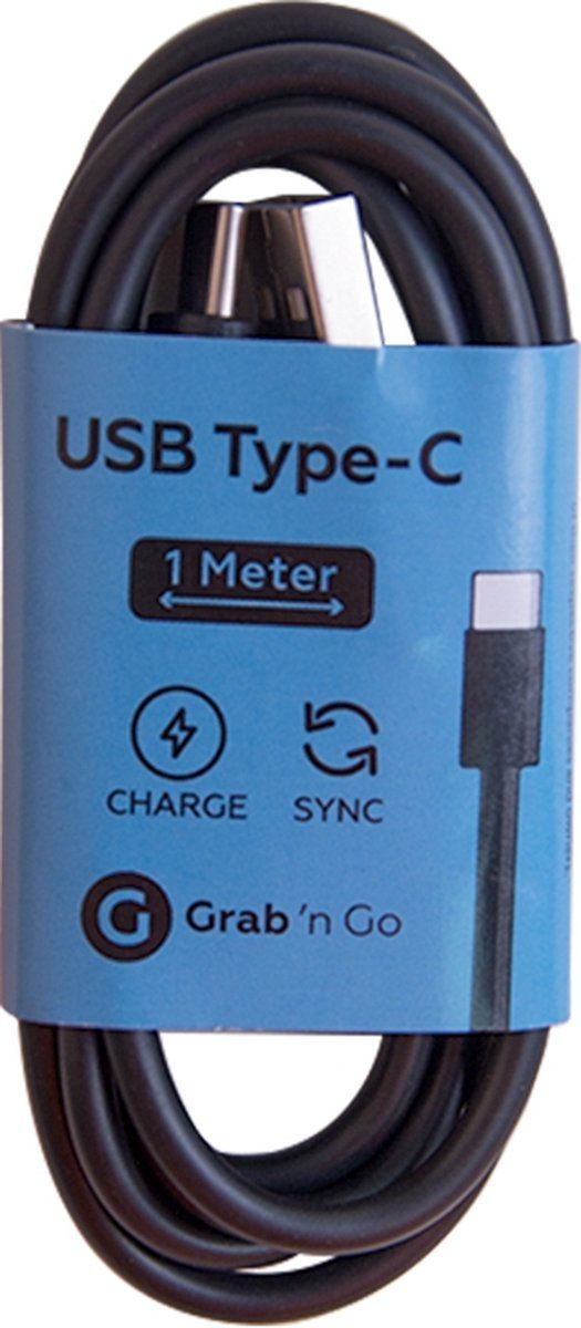 Grab n Go USB-A naar USB-C Kabel 1 Meter - Zwart