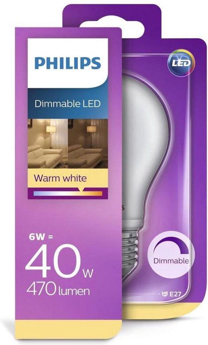 Philips LED-lamp 6W (40W) E27