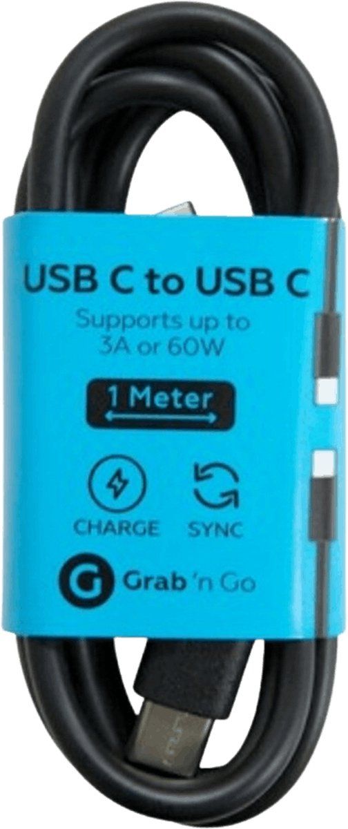 Grab 'N Go USB-C kabel Zwart 1 meter