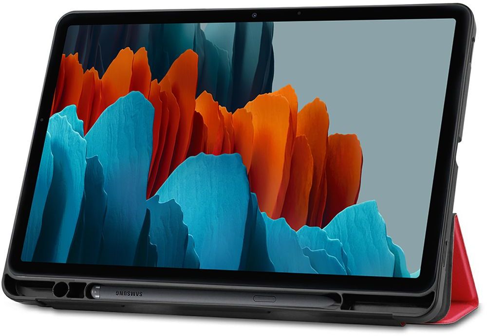 Just in Case Samsung Galaxy Tab S7 TriFold Smart Book Case Pen Slot Rood