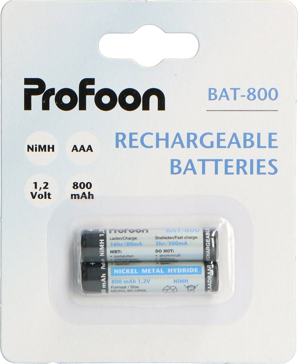 Profoon BAT-800 AAA Oplaadbare batterijen