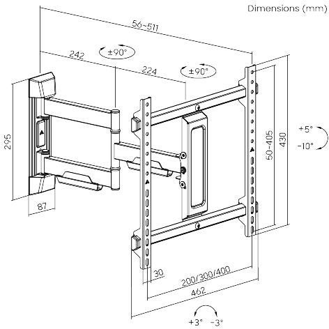 Cavus WME106 Muursteun dubbele arm (37 - 55 inch)