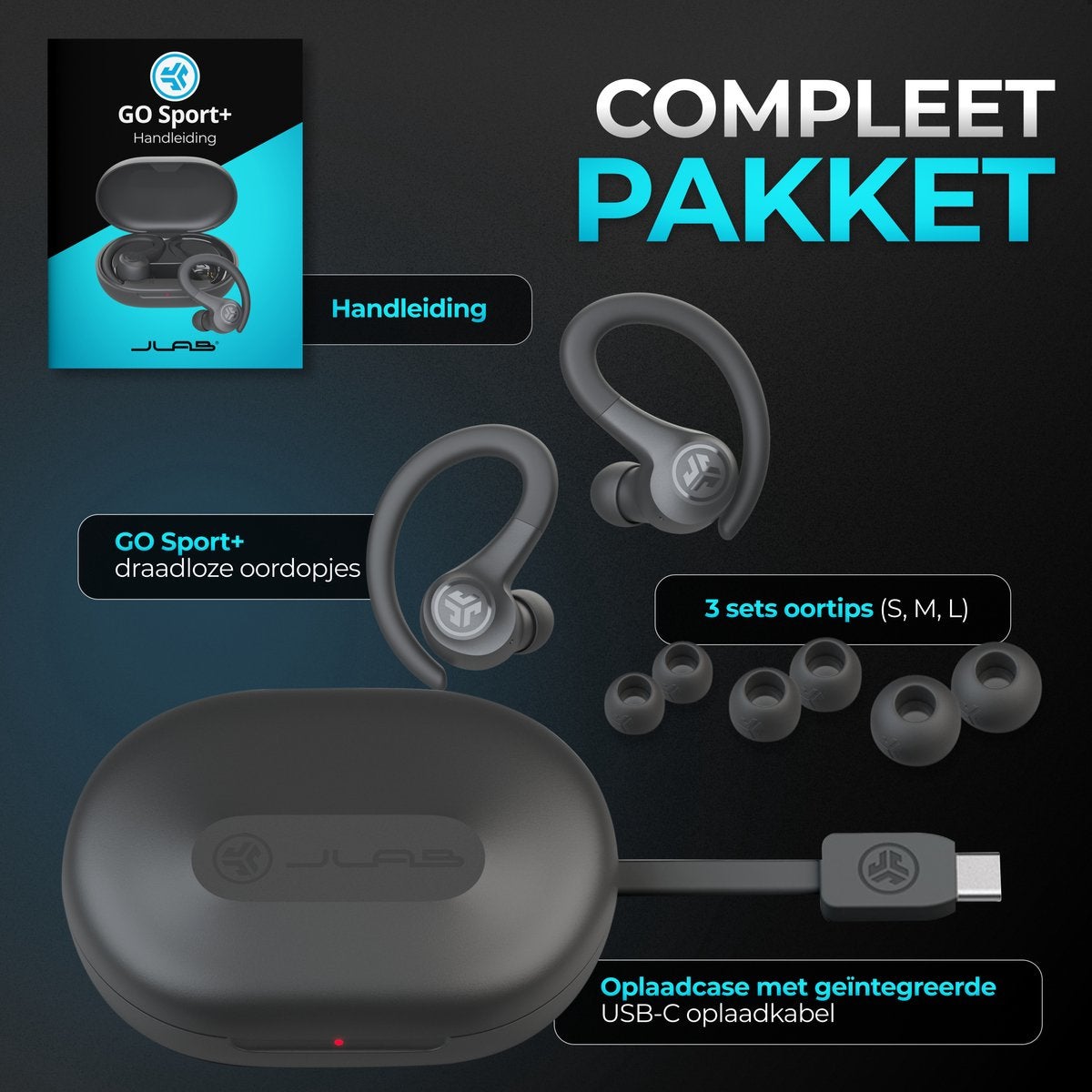 JLab Go Air Sport True Wireless Grafiet