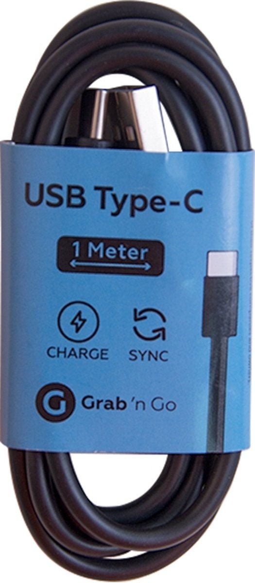 Grab 'n Go USB-A naar USB-C Kabel 1 Meter Zwart