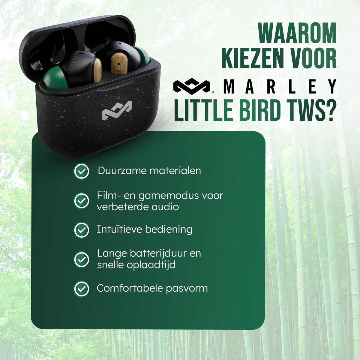 House of Marley Little Bird TWS Zwart