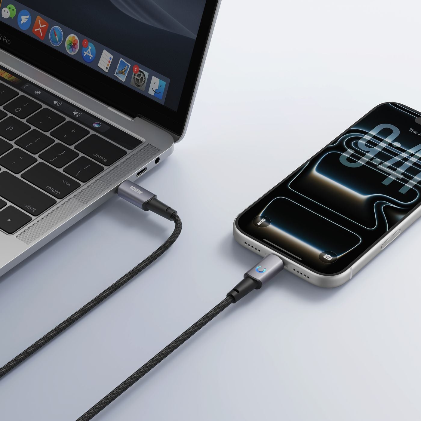 Veger CC1 USB-C naar USB-C kabel 1.5m Braided Aluminium 100 Watt