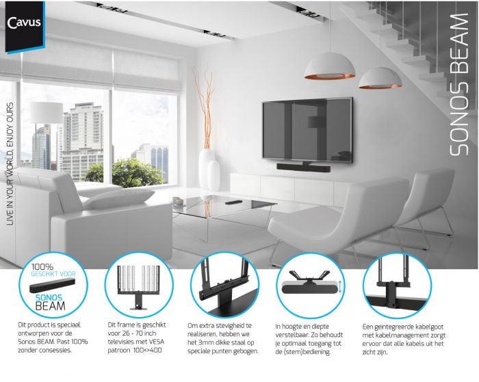 Cavus CFSBB frame voor Sonos Beam Zwart