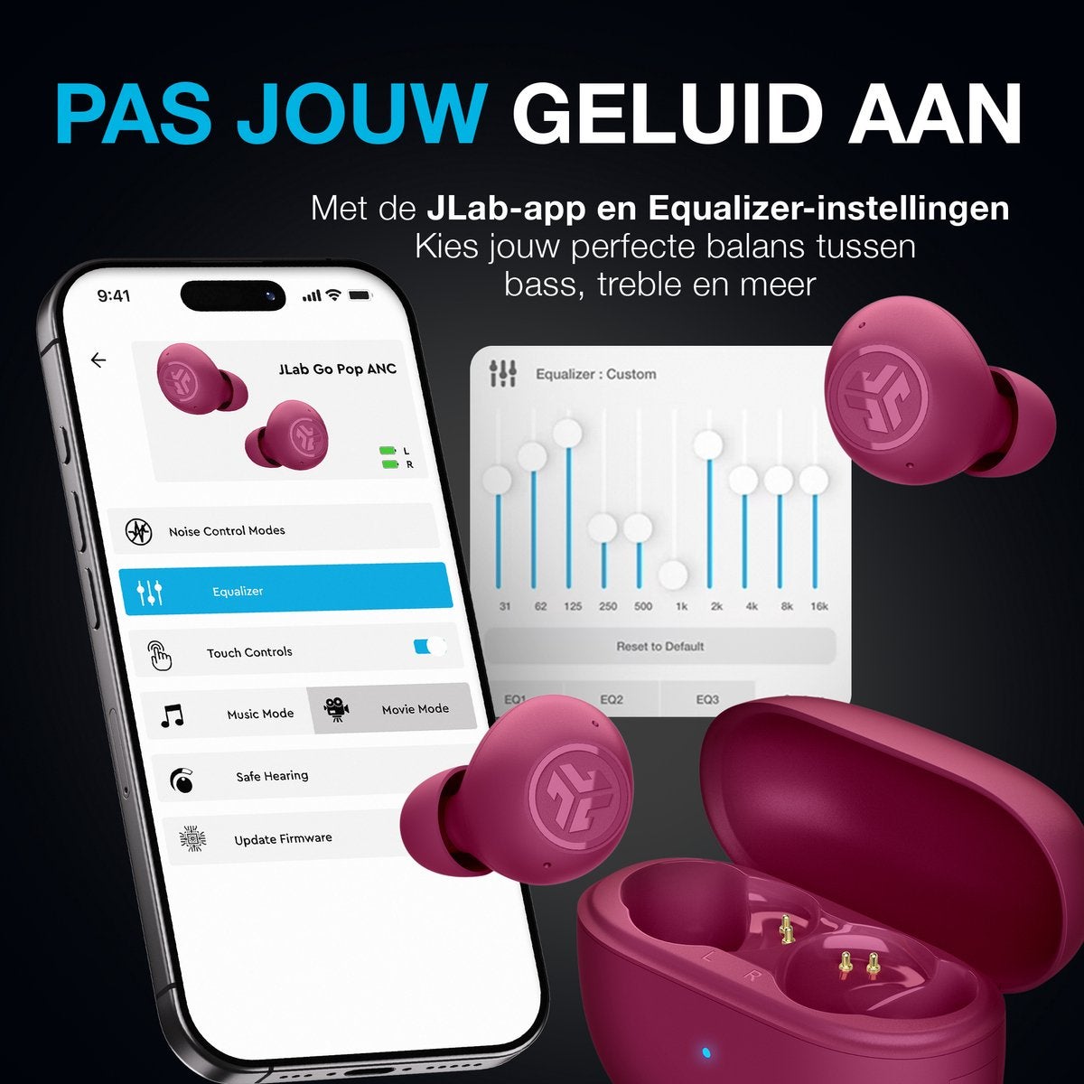 JLab Go Pop ANC TWS Fuschia