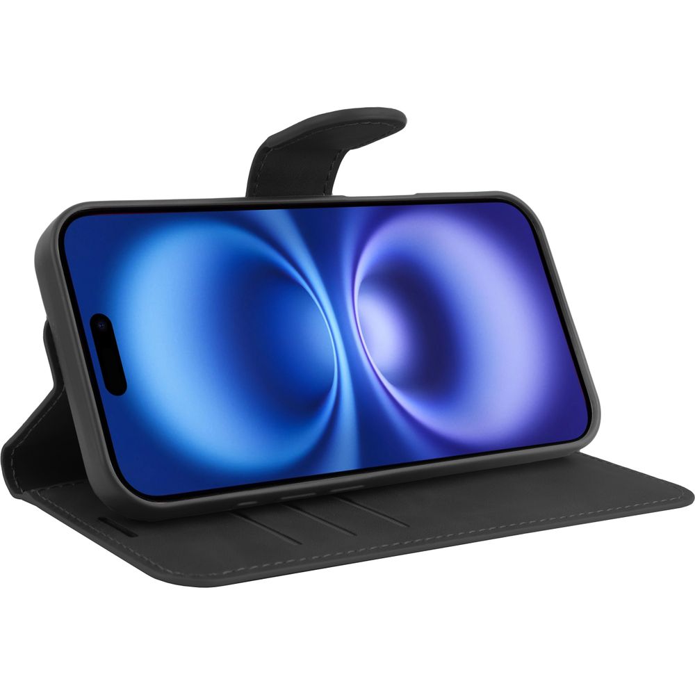 Just in Case iPhone 16 Premium Wallet Case Zwart