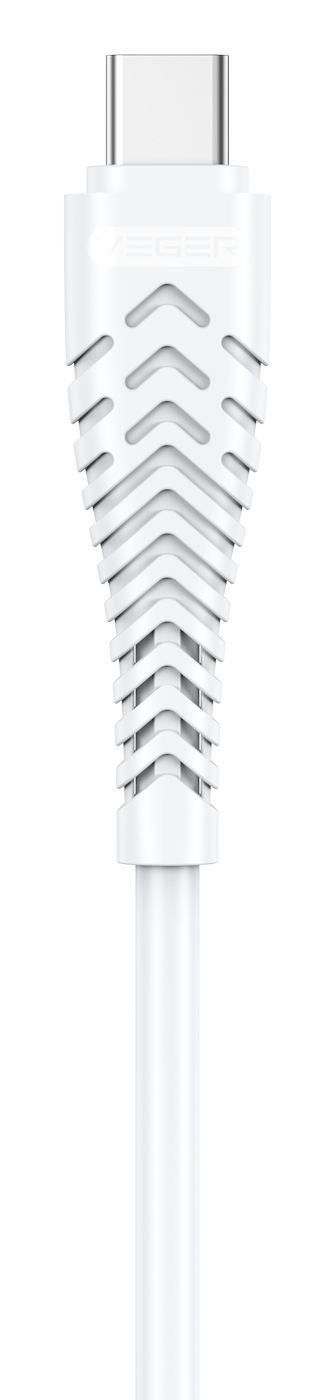 Veger snellader 65 Watt 2x USB Poort + USB-C Kabel 1,5m Nylon Wit