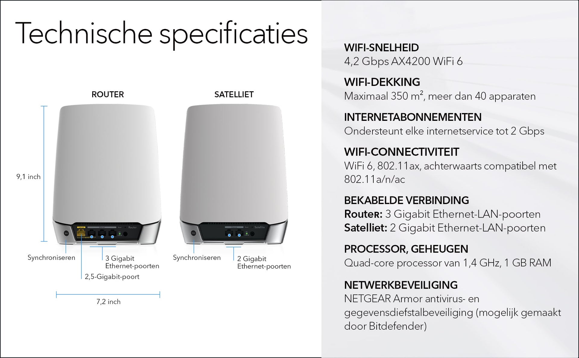 Netgear Orbi RBK752 Multiroom WiFi 6 Mesh systeem