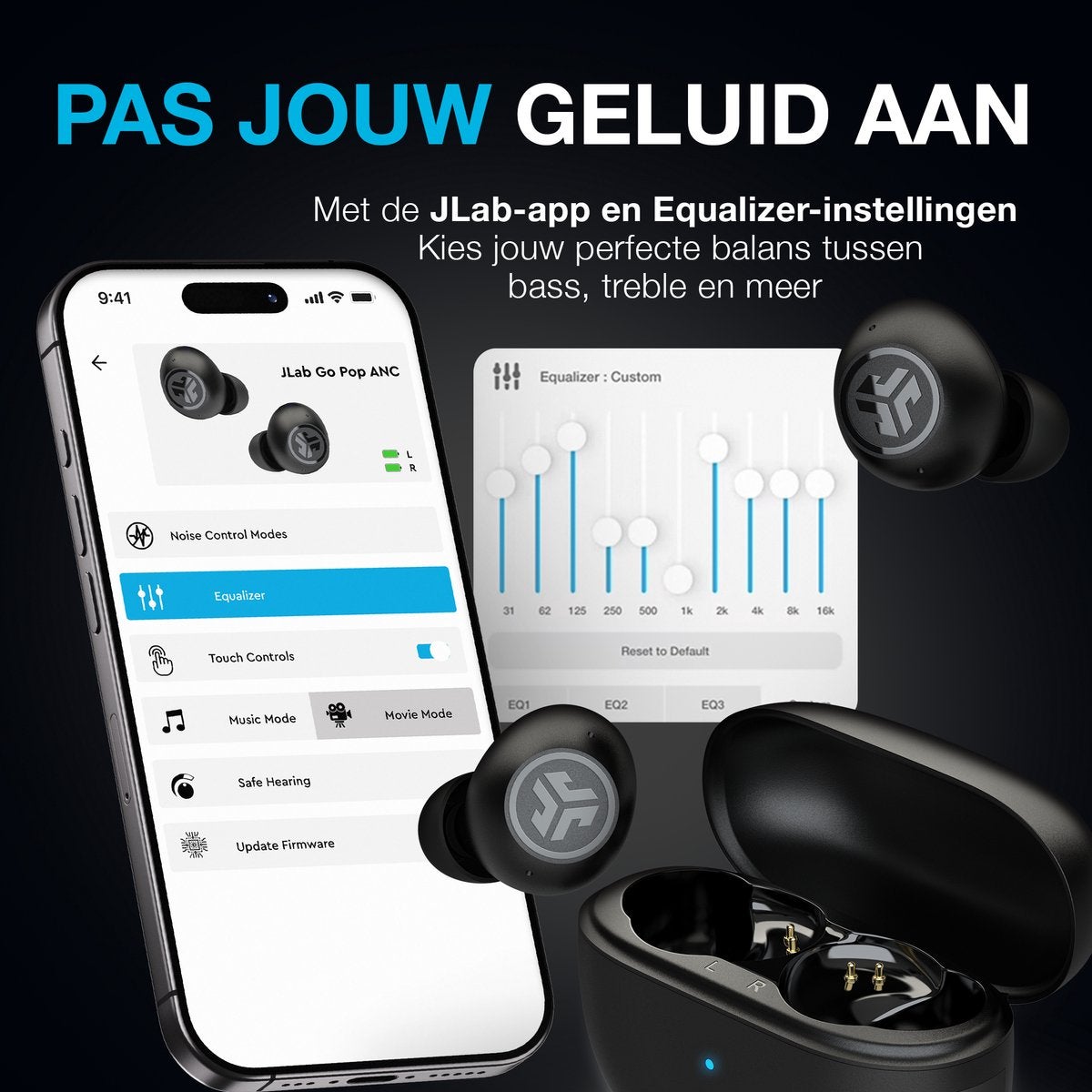 JLab Go Pop ANC TWS Zwart