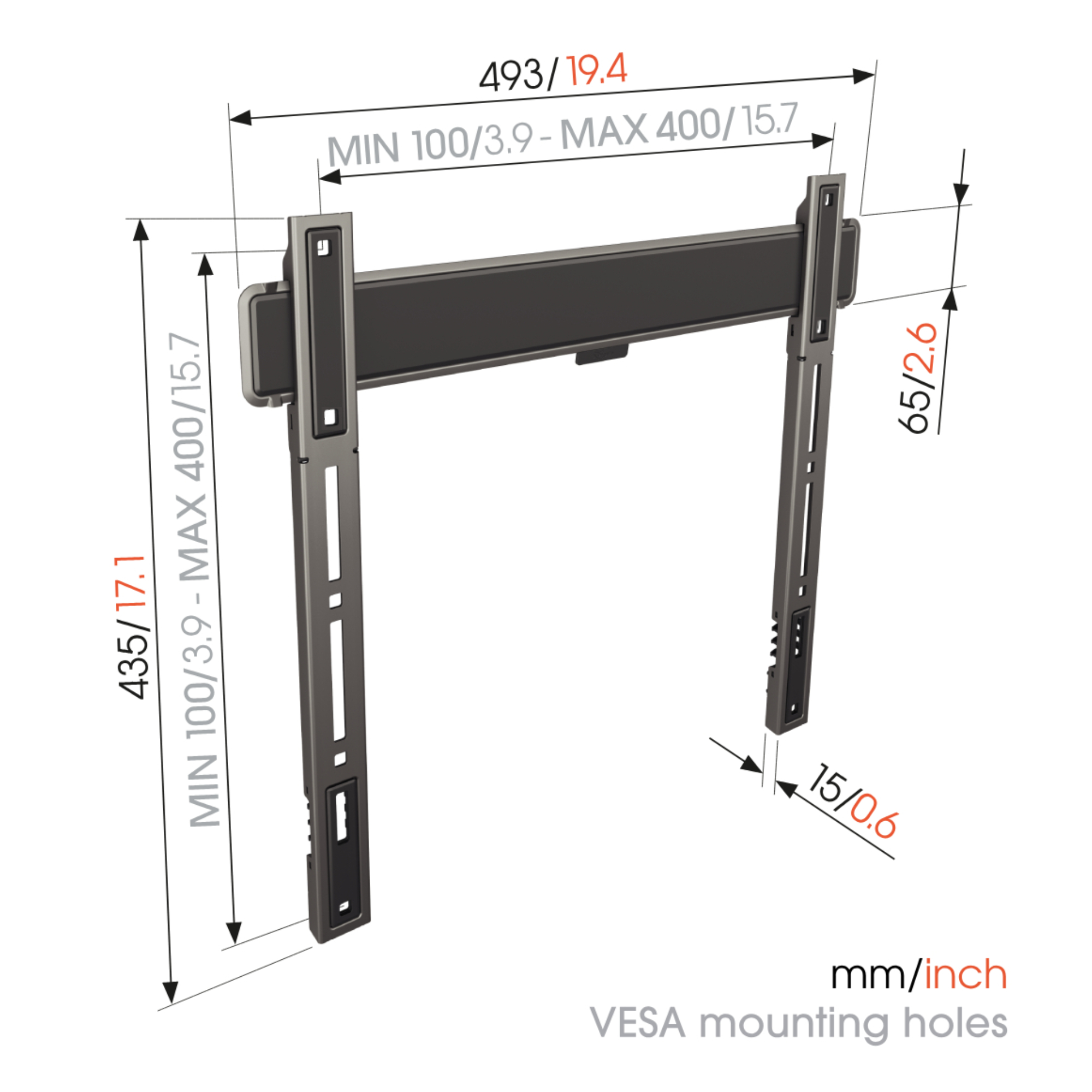 Vogel's TVM 5405 32 tot 77 inch Platte muurbeugel