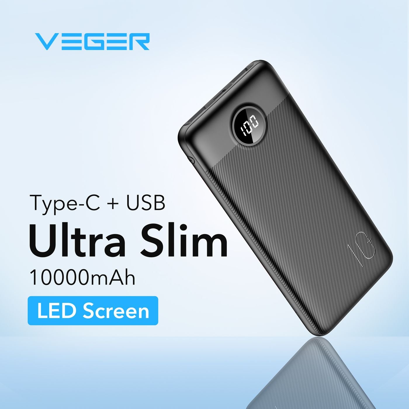 Veger L10S W1105PDB 10.000 mAh Powerbank Zwart