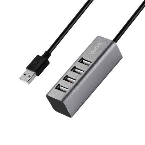 Hoco USB 2.0 HUB 4 poorten Grijs