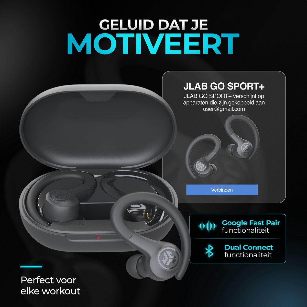 JLab Go Air Sport True Wireless Grafiet