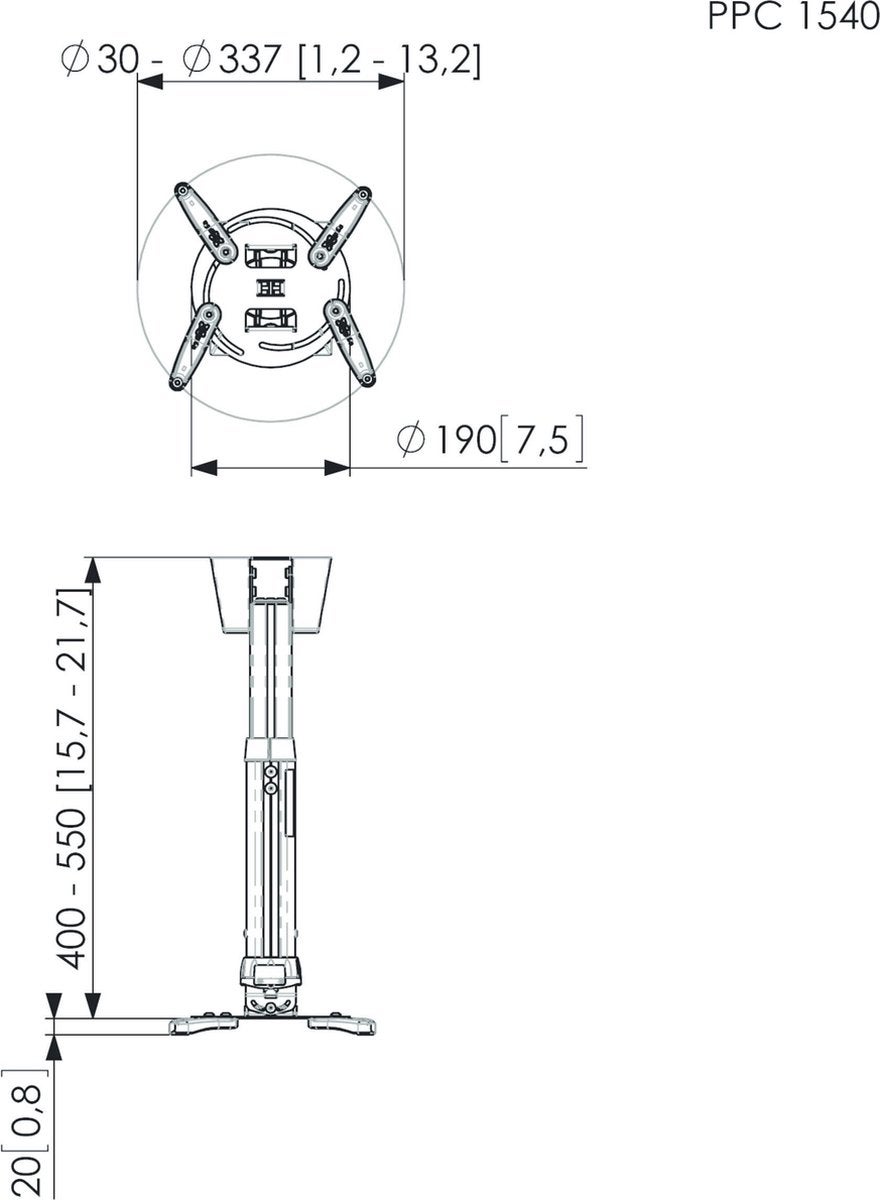 Vogel's PPC 1540 projector plafondbeugel Zilver