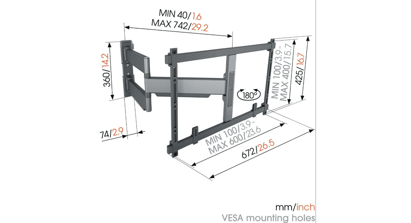 Vogel's MA3000 139,7 cm (55) Negro - Soporte de pared para pantalla plana (60 kg, 81,3 cm (32), 139,7 cm (55), 100 x 100 mm, 400 x 400 mm, Negro